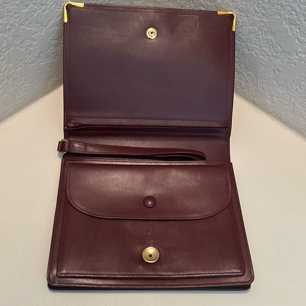Cartier Convertible Portfolio Organizer Clutch Wristlet Dark Burgundy Leather - Picture 8 of 16